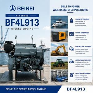 Moteur diesel 4 cylindres en ligne refroidi par air de haute qualité, série 913 BF4L913, 4 temps, turbocompressé, pour assemblage industriel - Product Image 2