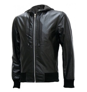 Blouson Bomber en Cuir Véritable pour Homme avec Capuche – Veste Décontractée Style Streetwear et Motard à Fermeture Éclair – Manteau Tendance – Vente en Gros - Product Image 3