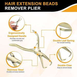 Kit de Herramientas de Extensión de Cabello OBEXA, Alicates de Acero Inoxidable para Cerrar y Remover Micro Anillos, Juego de Alicates con Agarre Dorado - Product Image 5