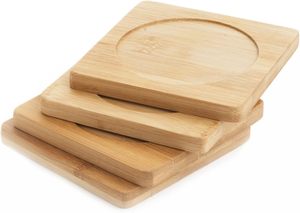 Mini Wooden <b>Coasters</b> 4"x4" Waterproof | Handmade Classic Square <b>Drink</b> <b>Coaster</b> Set Embossing Printing | Bar Home Decor Wholesale - Product Image 3