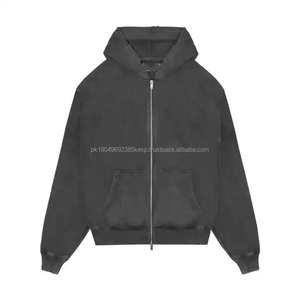 Sudadera con capucha de doble capa personalizada, estilo urbano, de felpa francesa, extragrande, con doble cremallera, lavada, con cierre de cremallera - Product Image 2