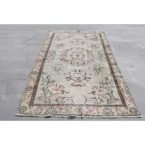 พรมวินเทจตุรกีขนาดใหญ่ 5.2x8.6 ฟุต สีน้ำตาลแดงลายตาราง - Product Image 1