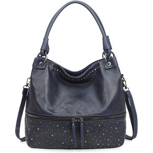 Sac fourre-tout de luxe en cuir véritable avec strass, pour femmes, à porter à l'épaule et en bandoulière - Product Image 3