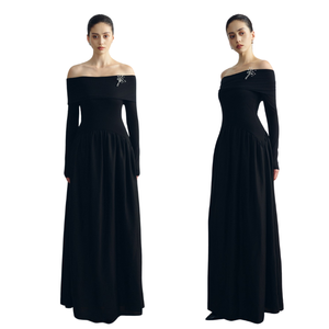 Tissu écologique 70% Ten-cel 30% laine Sexy élégant à manches longues robes femmes fabricants originaux & Design DMPSEY DRESS - Product Image 1