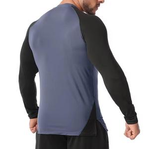 Conception personnalisée Vente en gros Chemises athlétiques extensibles à séchage rapide respirantes Chemises de sport à manches longues Slim Fit Gym T-shirts pour hommes - Product Image 2