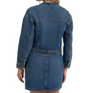 Women's Quilted Knitted 100% Cotton Denim <b>Cardigan</b> Jacket Reversible Breathable Eco-Friendly Woven Spring/Autumn Solid Pattern - Product Image 5