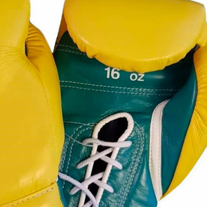 Gants de boxe à lacets gagnants, jaune vert, cuir véritable, gants d'entraînement de combat professionnels, gants de sparring faits à la main, 8oz 16oz - Product Image 5