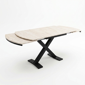 Table à manger moderne en bois avec pieds en métal en forme de X, forme rectangulaire, 4 places, design minimaliste, meubles pour la maison - Product Image 4