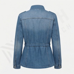 Chaqueta Vaquera de Mezclilla Personalizada de Primera Calidad, Color Personalizado, para Mujer, Abrigo Largo de Tela de Algodón, con Botones, Sólido, Invierno, Talla Grande, Procesamiento en Crudo, Lavado - Product Image 2