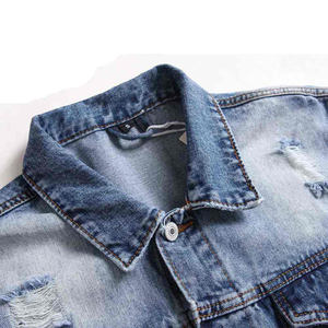 Vestes en jean décontractées surdimensionnées pour hommes, vêtements pour hommes, jean uni teint, vestes en jean pour hommes, lavage délavé, effet soleil délavé - Product Image 4