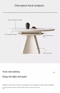 Ensemble de <span class=keywords><strong>table</strong></span> à manger en pierre frittée de style crème pour 6 personnes, design extensible flexible, mobilier de salle à manger moderne pour appartement et hôtel - Product Image 5