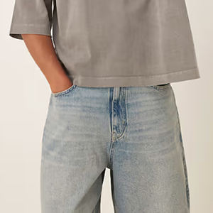 Men's High Quality 100% Cotton Cropped <b>T</b>-<b>Shirt</b> Streetwear Style Vintage <b>Plain</b> Dyed <b>Oversized</b> <b>T</b> <b>Shirt</b> With Custom Logo - Product Image 5