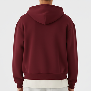 Sweat-shirt à capuche zippé pour homme, couleur bordeaux, en molleton oversize, décontracté, avec logo flamme sur le devant, Trackstar OEM Private Label - Product Image 2