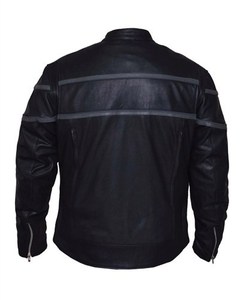 Vente en gros de vestes en cuir de mouton pour hommes avec broderie en chenille Vestes en cuir classiques de style bombardier Vêtements d'extérieur de qualité supérieure - Product Image 5