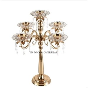 Verre transparent et métal de haute qualité finition couleur argent brillant poli 3 bras candélabres fournitures de décoration de mariage - Product Image 6
