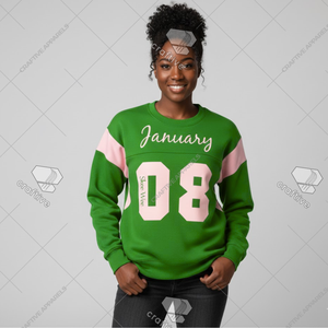 Sudadera AKA Sorority January 08 J08, Sudadera Casual Bordada de Alta Calidad, Cuello Redondo Universitario - Product Image 3