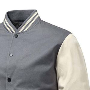 Grey Color Wool <b>White</b> Leather Sleeve Baseball <b>Jacket</b> <b>Men's</b> Clothing <b>Jackets</b> Sportswear College New Style <b>Men</b> Varsity <b>Jackets</b> - Product Image 4