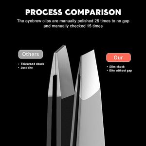 Pince à sourcils professionnelle à pointe inclinée en acier inoxydable allemand - Product Image 4
