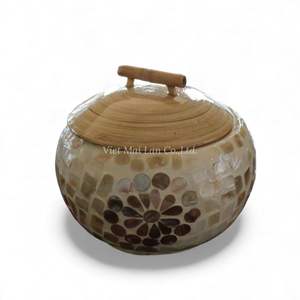 Pot en nacre fait à la main, incrustation de coquillages, pot de rangement décoratif pour la cuisine, la salle de bain et la décoration de la maison - Product Image 4