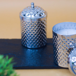 Silver Hammered Candle <b>Jars</b> With Lid For Home Hotel Restaurants Wedding Party <b>Decoration</b> in Affordable Price - Product Image 3