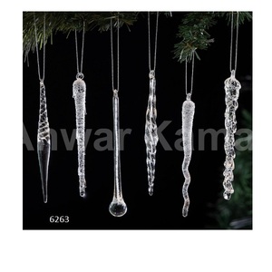 ชุดเครื่องประดับแก้วทำมือ6ชิ้นสำหรับต้นคริสต์มาสต้นคริสต์มาสแบบห้อยประดับอัญมณีน้ำแข็งสำหรับงานเลี้ยงแต่งงานปีใหม่ - Product Image 2