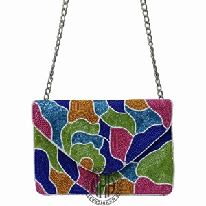 Hand Beaded Designer Evening Clutch with <b>Chain</b> Strap Custom Purse Wholesale Bulk Supplier Export - Product Image 1