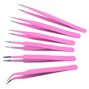 Ensemble de pinces à cils de salon Pince à épiler d'extension de cils de salon en acier inoxydable de haute qualité Logo personnalisé - Product Image 4