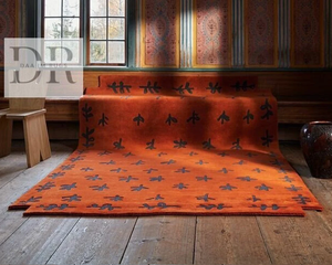 Tapis en laine fait main par Big Buds grande surface en rouge brique pour la décoration intérieure pour le salon, le bureau ou l'entrée de la porte touffetée à la main - Product Image 2