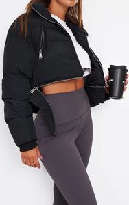 เสื้อแจ็คเก็ตขนเป็ดระบายอากาศใส่สบายของผู้หญิงเสื้อครอปท็อปฤดูหนาวเสื้อบับเบิ้ลสั้นแบบถัก - Product Image 4