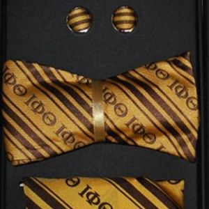 Iota Phi Theta Gold Bowtie and Necktie Gift Set Fraternity Greek Life Formal Wear Box con accesorios a juego - Product Image 3