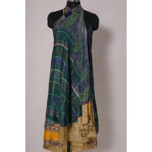 Reversible Art Silk <b>Skirt</b> and Neck Wrap Dress for women. <b>Boho</b>, Hippie & Vintage Indian handmade poly silk - Product Image 4