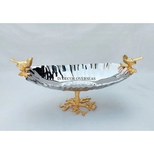 Diseño y Base de hojas hechas de Metal de alta calidad chapados en oro de alta calidad para cuenco de decoración de forma redonda de vidrio transparente - Product Image 4