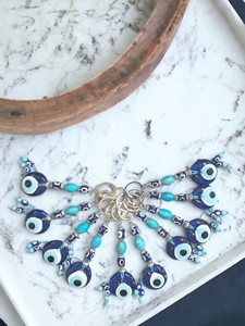 DAFNI <b>BIG</b> PAZAR Fashion Evil Eye Enamelled Bead Carabiner Keychain-Alloy Metal Unique Enamel Tips 3D Shape Embossing Printing - Product Image 5