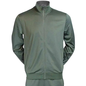 Custom <b>Men's</b> Solid Color Sports Tracksuit Set Two-Piece <b>Green</b> 100% Cotton Windproof & Quick Dry Activewear - Product Image 3