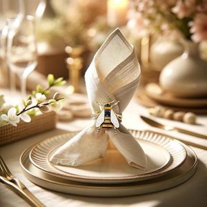 แหวนผ้าเช็ดปากรูปผึ้งสีทองแบบพรีเมี่ยมห่วงโลหะทนทานของตกแต่งโต๊ะรับประทานอาหารสุดหรูสำหรับงานแต่งงานงานเลี้ยงฉลอง - Product Image 5