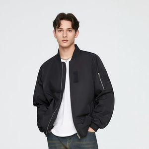 2025 High Quality Men's 100% Polyester Waterproof Bomber Winter <b>Jacket</b> Hooded Stand <b>Collar</b> Canvas Fabric Front Logo Latest Style - Product Image 3