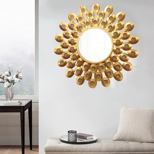 Espejos decorativos montados en la pared de hierro de diseño, dorados, negros, mate, acabados brillantes, para el hogar, Hotel, sala de estar, decoración - Product Image 4