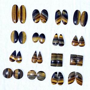 คู่ตาเสือธรรมชาติอัญมณีหลวมต่างหูใช้คู่ล่าสุดอัญมณีหลวมทำอัญมณีคู่ธรรมชาติ - Product Image 1