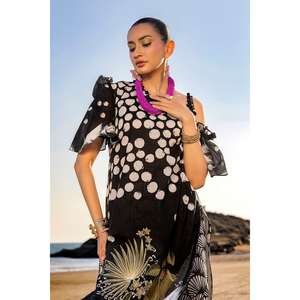 Conjunto de traje de dos piezas sin coser en blanco y negro para mujer - Product Image 1