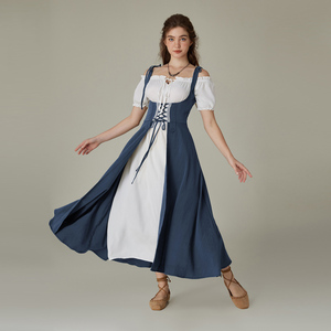 SL0545S24 женский костюм в стиле ренессанс жилет платье без рукавов с U-образным вырезом и шнуровкой спереди - Product Image 3