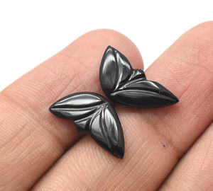 Pares de mariposa de piedras preciosas de ágata negra natural, cristal tallado, piedra preciosa de ónix de 17X8mm, mariposa tallada a mano de lujo 4,55 Cts - Product Image 2