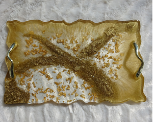 Bandeja de Resina Epoxi con Asa Metálica para Alimentos y Frutas, Bandeja para Servir Té y Café, Vajilla para Mesa de Cocina, ¡Gran Oferta! - Product Image 3