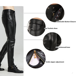 Pantalones de Cuero de Motociclista para Hombre de Diseño Moderno, Pantalones de Cuero PU Casuales para Motociclismo y Ropa Urbana, en Venta en Línea - Product Image 4