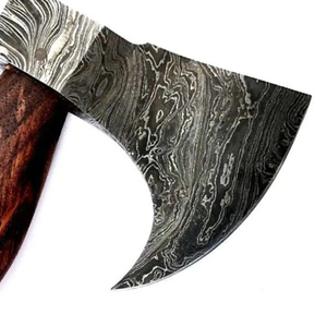 Hache en acier de Damas avec manche en bois classique et étui en cuir fait main pour la chasse, le camping et la présentation - Product Image 6