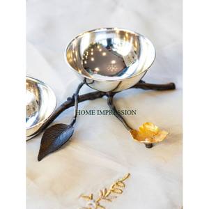 Recipiente para servir chocolate hecho en latón de último diseño con cuenco hecho a mano de Color plateado, cuenco de frutas de forma redonda de excelente calidad - Product Image 2