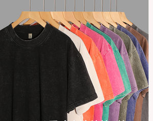 T-shirt surdimensionné en coton lourd personnalisé en gros d'usine 280 g/m² de polyester/coton tricoté étiquettes de t-shirt en tissu incluses - Product Image 5