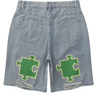 Fabricant de shorts en jean personnalisés, jeans streetwear, jeans peints hip hop pour hommes, 100% coton