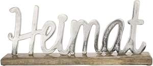 Lettres en bois avec inscription Heimat sur base en bois, lettres en aluminium, base en bois de mangue, support décoratif, décoration de table - Product Image 2