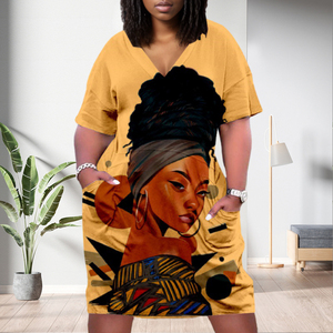 D1202ME16 2023 nouveau Design impression numérique <span class=keywords><strong>Avatar</strong></span> banlieue Midi col en V robe à manches courtes Sehe mode - Product Image 3