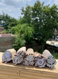 Hand-Carved Teak <b>Wood</b> <b>Block</b> Printing : Leaf & Floral Designs - Product Image 2